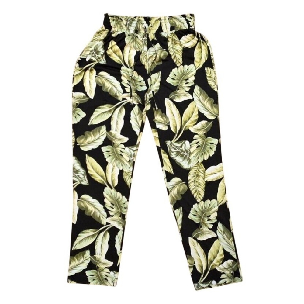 Messini‎ Leaf Pull On Casual Tropical Pants Size Small - Med Lots of Stretch